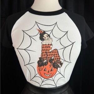 Shirt sleeve baseball tee ringer with Halloween clown